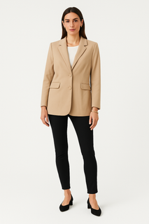 Blazer with structured shoulders and flap pockets — featuring a sleek two-button closure
