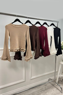 Ribbed Ruffle Knit Top