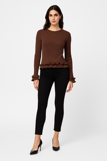 Ribbed Ruffle Knit Top