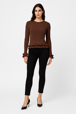 Ribbed Ruffle Knit Top