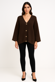 V-neck ,oversized chunky knit cardigan