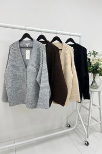 V-neck ,oversized chunky knit cardigan