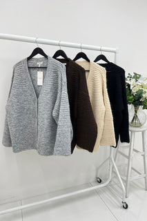 V-neck ,oversized chunky knit cardigan
