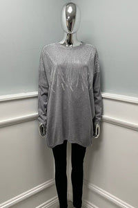 Round neck Rhinestone Detail Oversized Jumper