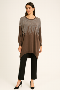 Round neck Rhinestone Detail Oversized Jumper