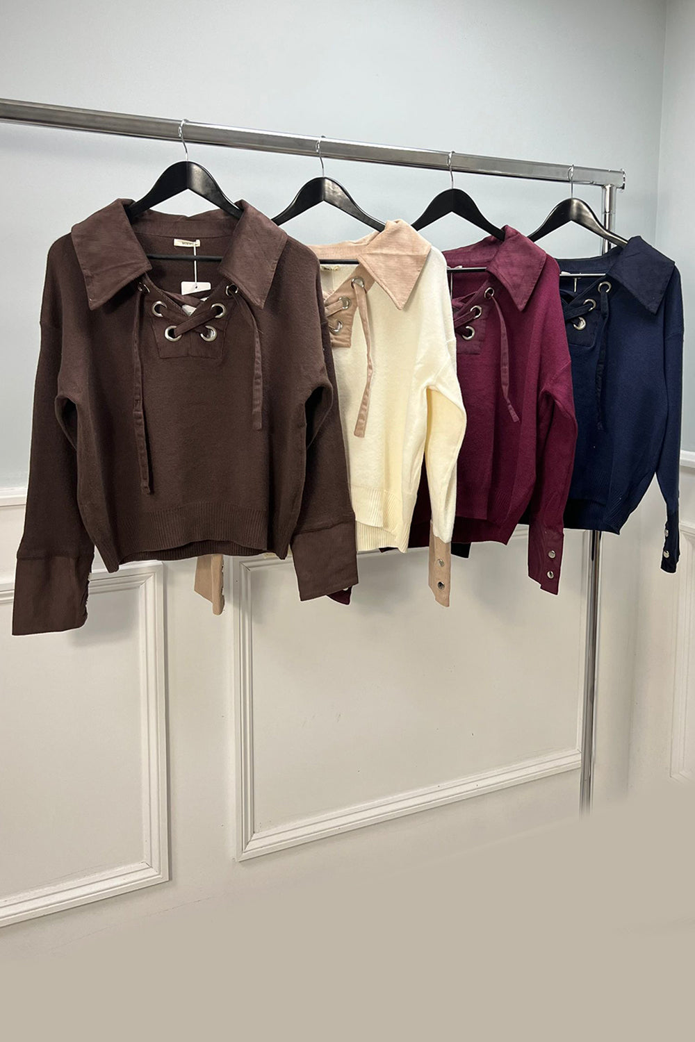 Lace-Up Collar Knit Jumper