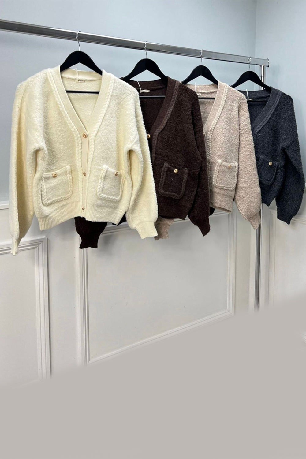 Wool-Blend Button-Up Cardigan