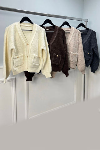 Wool-Blend Button-Up Cardigan