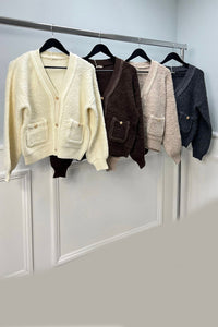 Wool-Blend Button-Up Cardigan