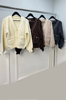 Wool-Blend Button-Up Cardigan