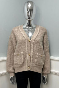 Wool-Blend Button-Up Cardigan
