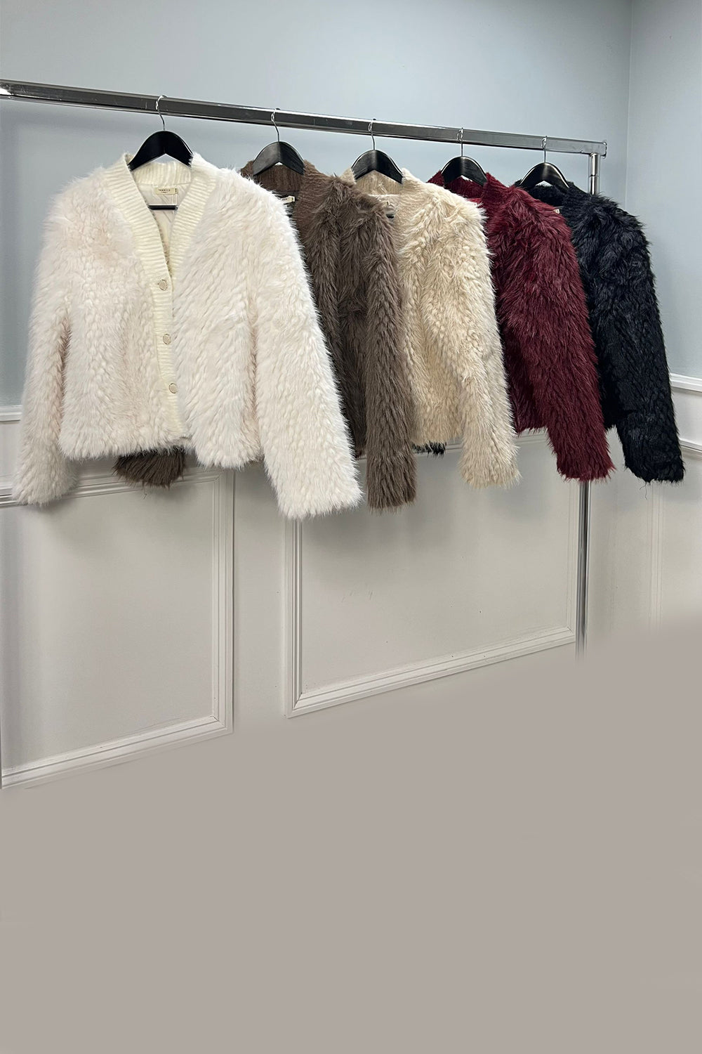 Pearl Button Detailed, Fur Jacket