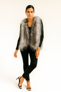 Feathered Faux Fur Statement Jacket