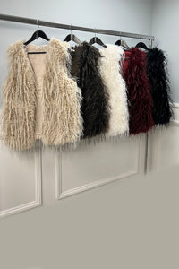 Feathered Faux Fur Vest