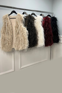 Feathered Faux Fur Vest