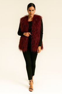 Feathered Faux Fur Vest