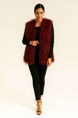 Feathered Faux Fur Vest