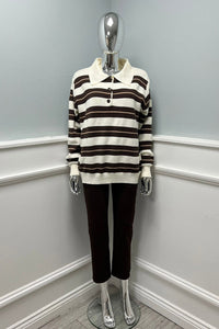 Collared Stripe Detailed Jumper
