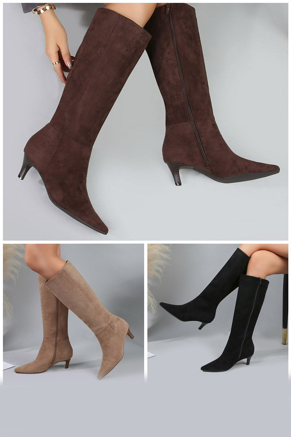 Suede Knee-High Pointed Boots