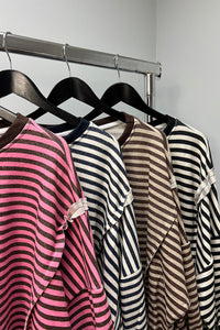 Striped Casual Sweater, Material: Soft cotton blend