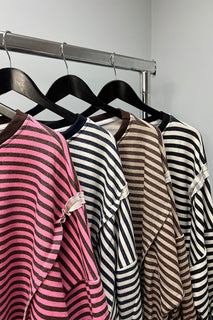 Striped Casual Sweater, Material: Soft cotton blend