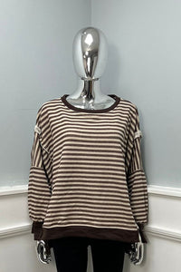 Striped Casual Sweater, Material: Soft cotton blend