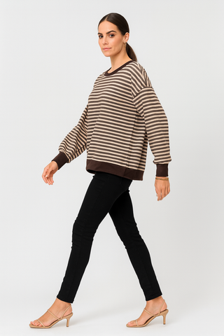 Striped Casual Sweater, Material: Soft cotton blend