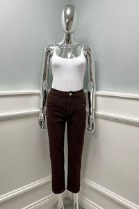 Casual sophistication — dark brown straight-fit jeans