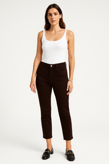 Casual sophistication — dark brown straight-fit jeans