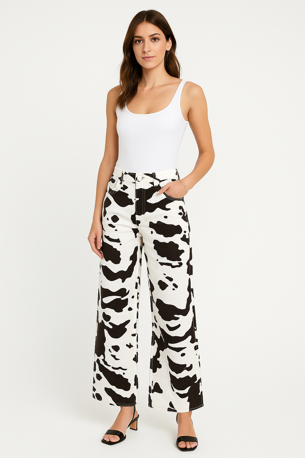 ‘Redial’ Wide Leg Stretchy Denim Jeans