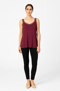 Sleeveless vest with delicate lace trim on Neck & Strap