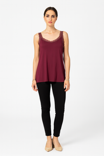 Sleeveless vest with delicate lace trim on Neck & Strap