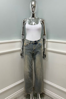 Vintage Wash Wide-Leg Jeans