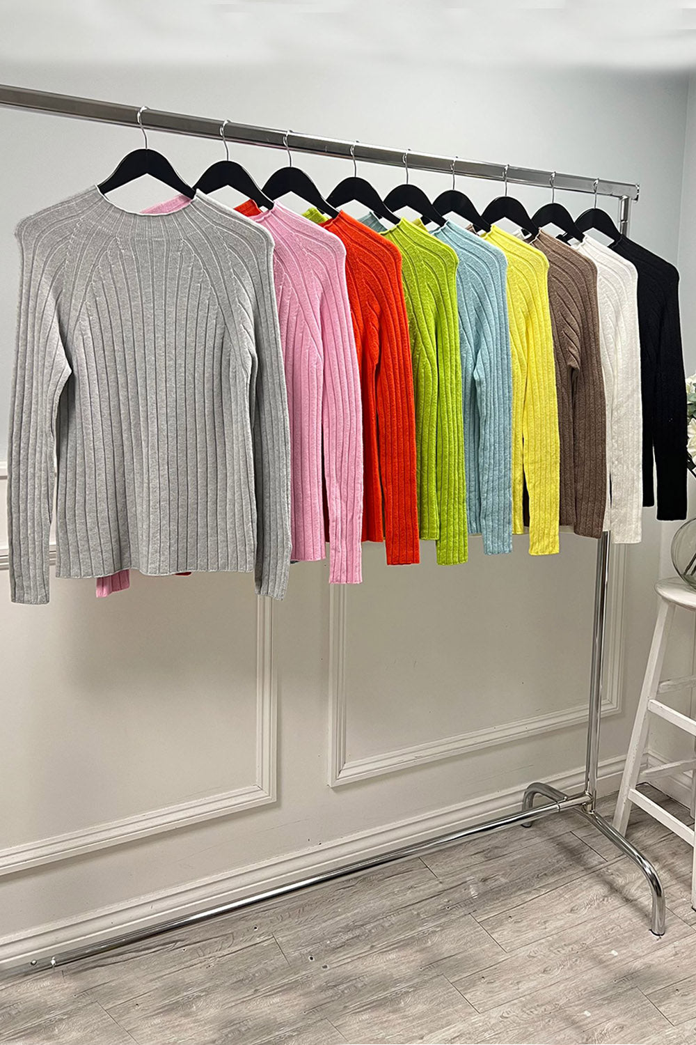 High Neck, Viscose Knitted Ribbed Jumper