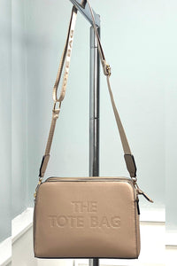 Embossed Faux-Leather Crossbody Tote Bag