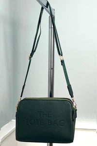 Embossed Faux-Leather Crossbody Tote Bag