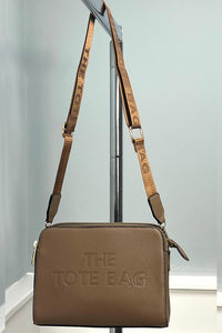 Embossed Faux-Leather Crossbody Tote Bag