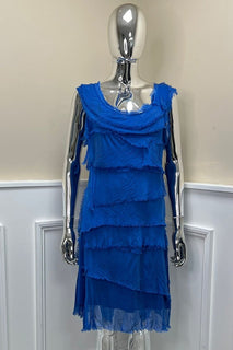 Round Neck, Multi Layered, Silk Detailed, Sleeveless Dress