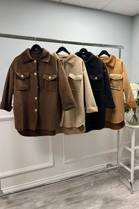 Collared, Button Through, Pocket Detailed, Teddy Jacket