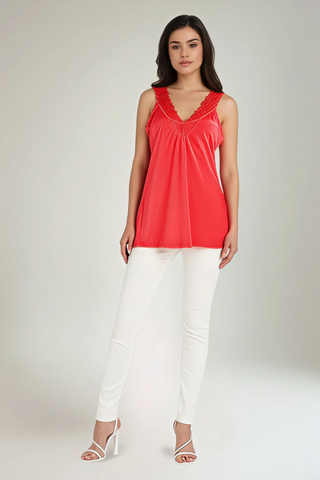 V Front & Back, Lace Trim Detailed, Satin Vest