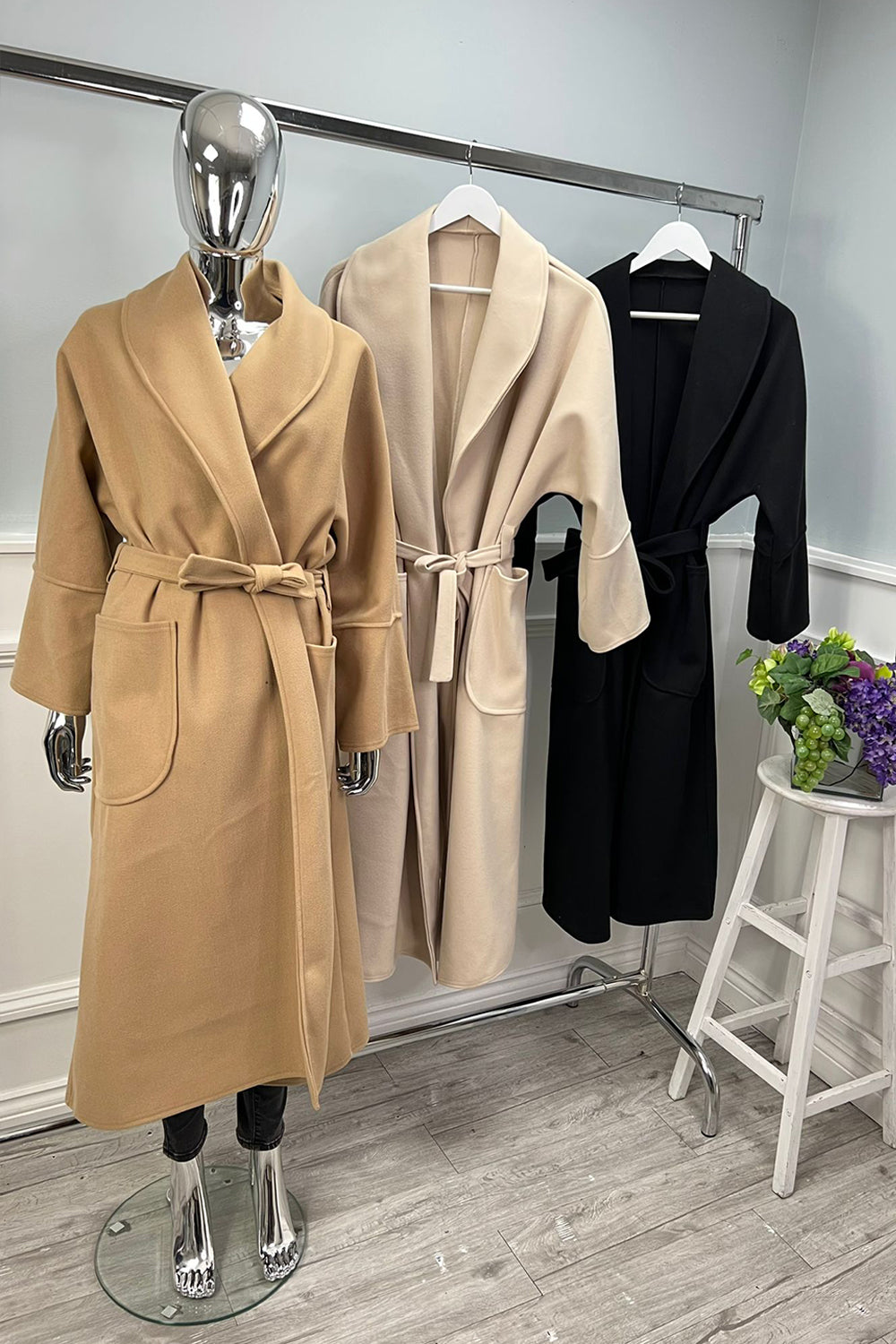 Two Pocket, Tie Front Coat