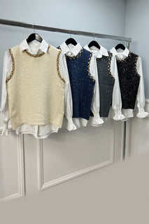 Embellished Tweed Sequin Waistcoat