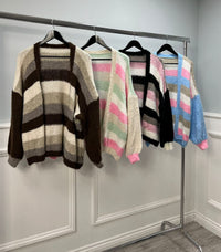 Lana Wool, Viscose, Nylon & Acrylic Knitted Stripe Cardigan