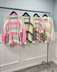 Lana Wool, Viscose, Nylon & Acrylic Knitted Stripe Cardigan