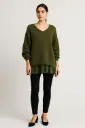V-Neck, Lace Hem Detailed, Mohair, Acrylic & Nylon Knitted Jumper