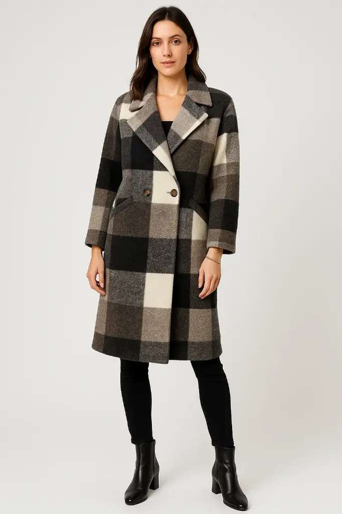 Collared, Button Detailed, Two Pocket Coat