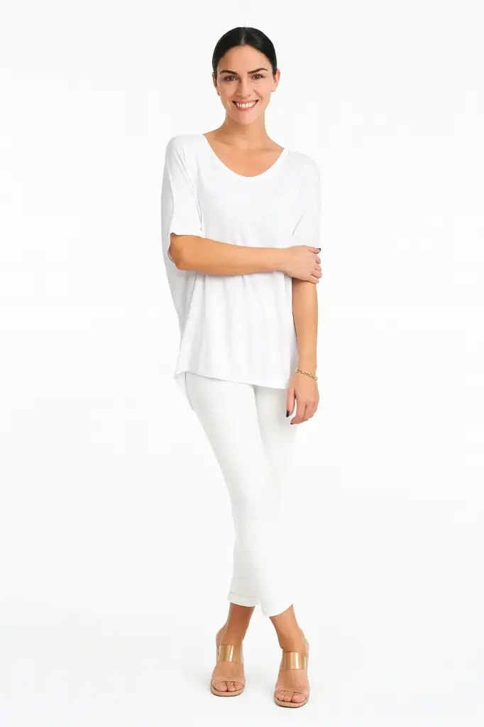 Oversized Top. V-Neck, 100% Viscose