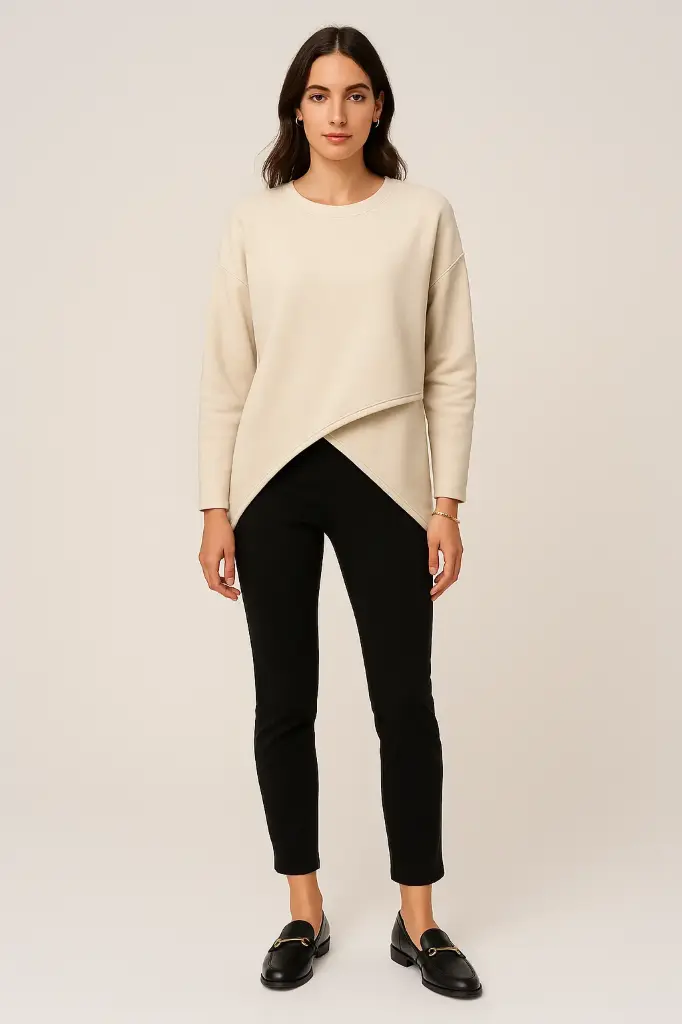 Round Neck, Wrap over Scuba Top