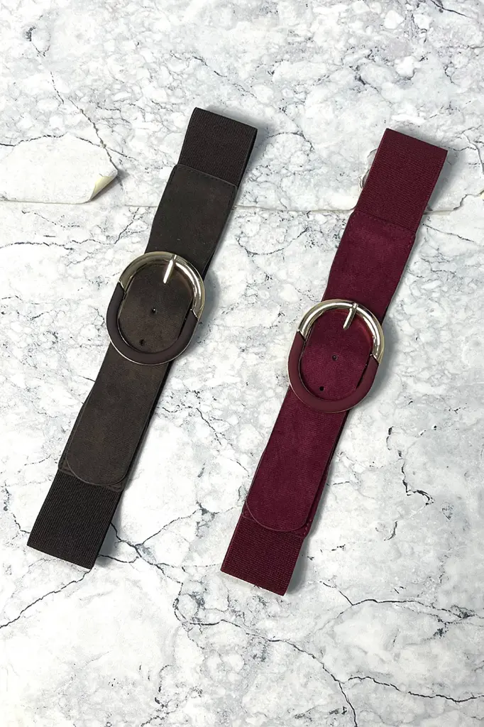 Suede Buckle Stretch Belt 