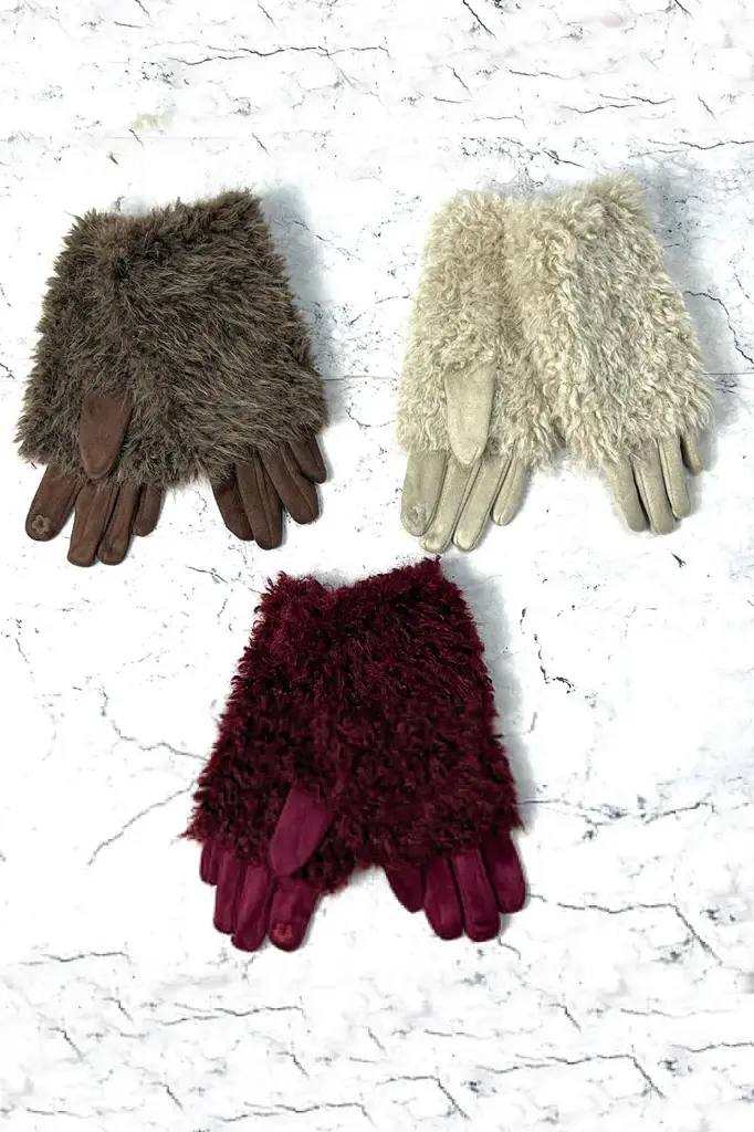 Faux-Fur Textured Winter Gloves 